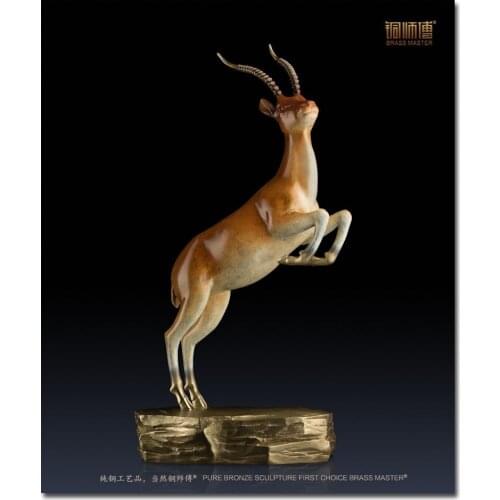 TOP ART collection - home LIVING ROOM Decor RETRO Tibetan antelope ART bronze statue sculpture Decoration