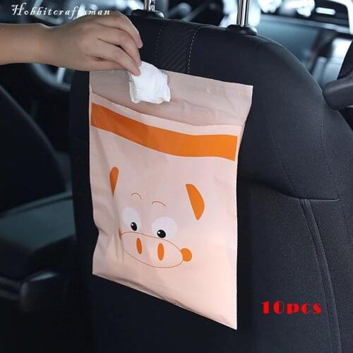 10Pcs Disposable Self-Adhesive Car Trash Bags Rubbish Holder Biodegradable Garbage Storage Bag for Auto Vehicle Office Kitchen