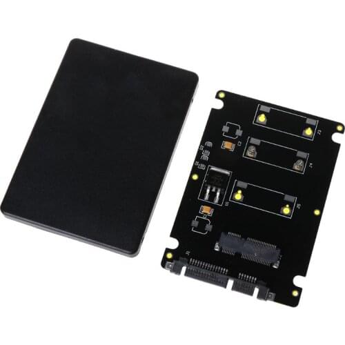 Mini Pcie mSATA SSD to 2.5 inch SATA3 Adapter Card with Case 7 mm Thickness black