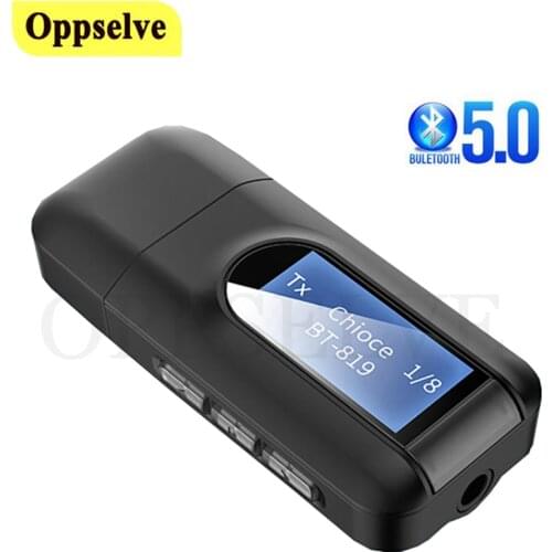 5.0 Bluetooth Adapter with LCD Display Audio Transmitter Receiver for PC TV Car 3.5mm AUX Adaptador Music Audio USB Adapter