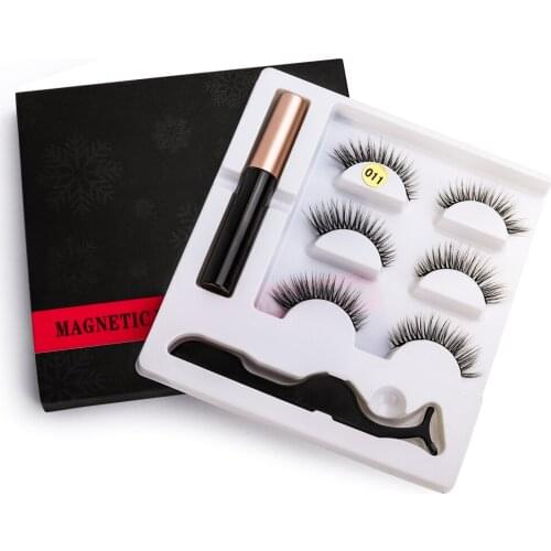 5 Magnet Eyelash Magnetic Liquid Eyeliner& Magnetic False Eyelashes & Tweezer Set Waterproof Long Lasting Eyelash Extension