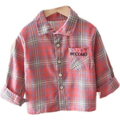 New Spring Autumn Baby Clothes Children Boys Pocket Plaid Letter Shirt Toddler Fashion Casual Clothing Infant Kids Tracksuits