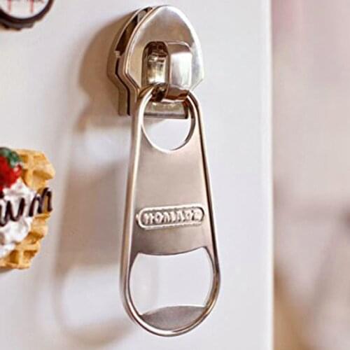 Magnetic Zipper Bottle Opener Creative Stainless Steel Refrigerator Sticker Open Beer When Not In Use Can Be Sucked Refrigerator