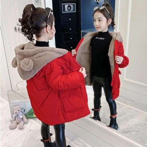 Girls Plush Thick Jacket Winter Clothes Childrens Warm Coat Kids Ear Cute Parka Winter Outwear