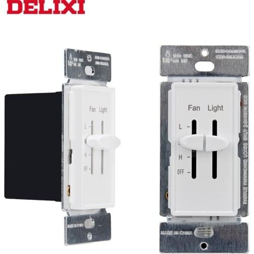 DELIXI Ceiling Fan Wall Speed Control 3 Speed 120v 2.5A LED Dimmer Light Switch FOR Incandescent light