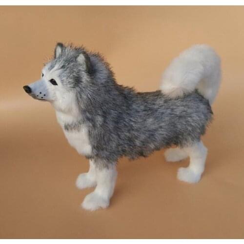 Dorimytrader Squatting Dog Realistic Husky Plush Toy Polyethylene & Furs Handicraft Home Decoration Doll Gift