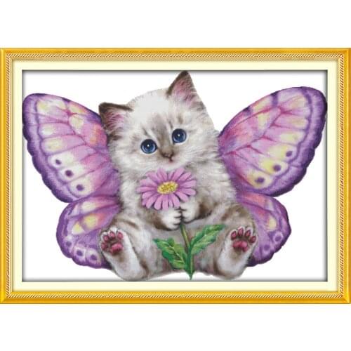 Needlework,DIY Cross stitch,Sets For Embroidery kits The butterfly cat decro Counted Cross-Stitching,factory direct sale