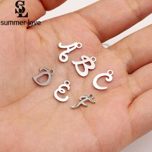High Polished Stainless Steel Initial Charms 26 English Alphabet Letters Charm for Women Men DIY Jewelry Making 10Piece/Lot New