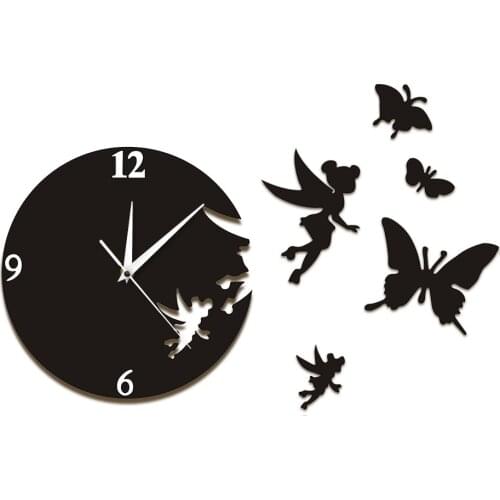 Fairy Angel Flew Away Wall Clock Modern Wall Art Home Decor Flying Butterflies Wall Clock Decorative Escape Clock Watch