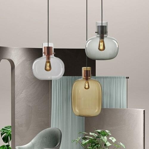 Modern creative minimalist glass chandelier Nordic coffee shop model room dining room bedroom bedside chandelier