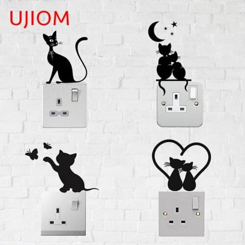 UJIOM Symbol of Love Lovely Cat Living Room Decor Bedroom Accessories Wall Stickers Cartoon Anime Bathroom Decor Poster Decals