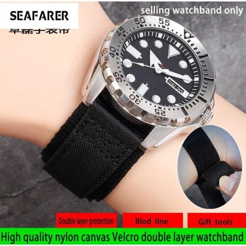 Universal Canvas Watchband With Velcro, Personalized Nylon Watch Belt Accessories For Mens Watch, 20 Mm With Steel Pin Buckle