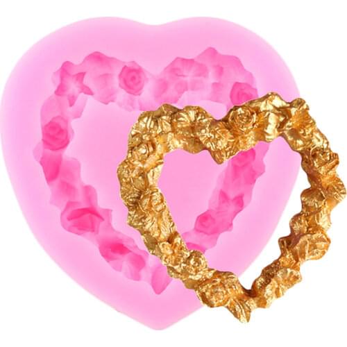 Heart Shaped Wreath Silicone Mold Garland Chocolate Gumpaste Fondant Molds Candy Clay Resin Moulds Cupcake Cake Decorating Tools