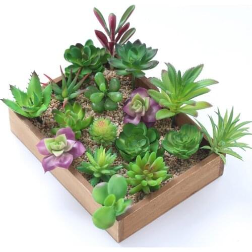 Green Purple Red White Flocking Artificial Succulents Plants Home Garden Decoration Fake Plants Mini Bonsai Plante Artificielle