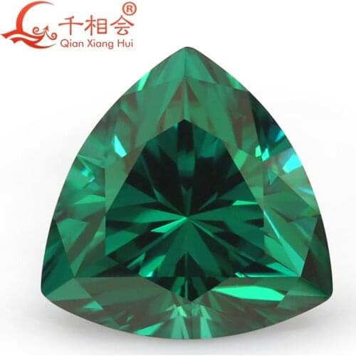 Green color triangle trillion shape moissanites loose gem stone qianxianghui
