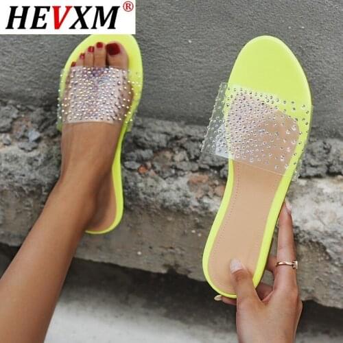 Clear Shoes 2021 New Summer Open Toe Flat Slippers Ladies Shallow Casual Beach Slide Woman Zapatillas Casa Mujer