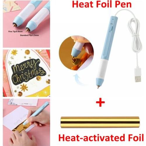0.8/1.5mm Tip USB Heat Foil Pen Heat-resistant Grip For Personalize Sentiments Paper Card Making With Hot Stamping Foil 2020