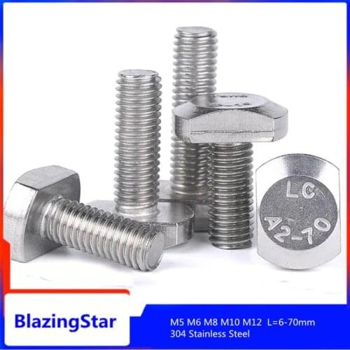 1/2/5PCS M5 M6 M8 M10 M12 Thread Diameter 304 Stainless Steel T- Bolt, GB37 T- Head Bolt L=6-70mm