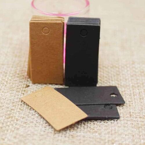 100pcs Paper Gift Tags Card white/ black/kraft retagular Festival Wedding Decoration Blank Mini Luggage Label 3*1.5cm