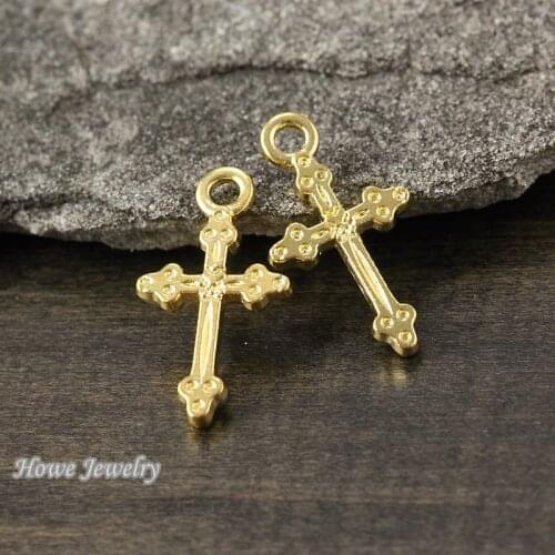 120pcs vintage cross Charm Gold-color Fit Bracelets Necklace DIY Metal Jewelry Making C001