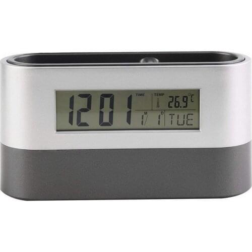 2 in 1 Multifunctional Digital Snooze Alarm Clock Pen Holder Calendar Temperature Display Home Office holder functions