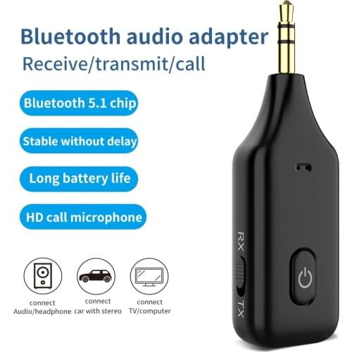 2 IN 1 Bluetooth 5.1 Receiver Transmitter 3.5mm AUX Hardsfree Audio Adapter for Car Home TV Headphones