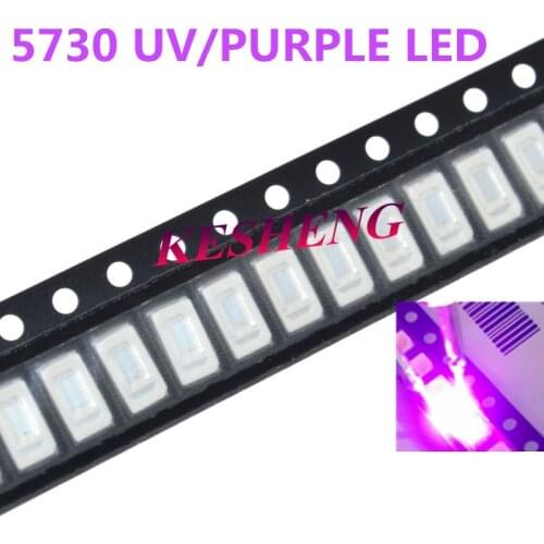 200PCS 5630/5730 SMD/SMT UV/purple Light chip lamps 395-400nm LED crystal Clear beads LED GOOD quality