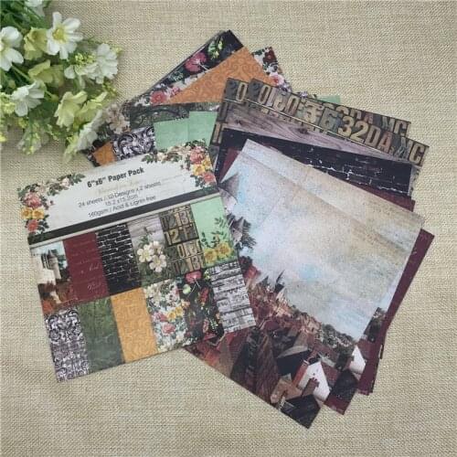 24 Sheets 6"X6"Scrapbooking Pads Paper Origami Art Background Paper Card Making DIY Paper Craft