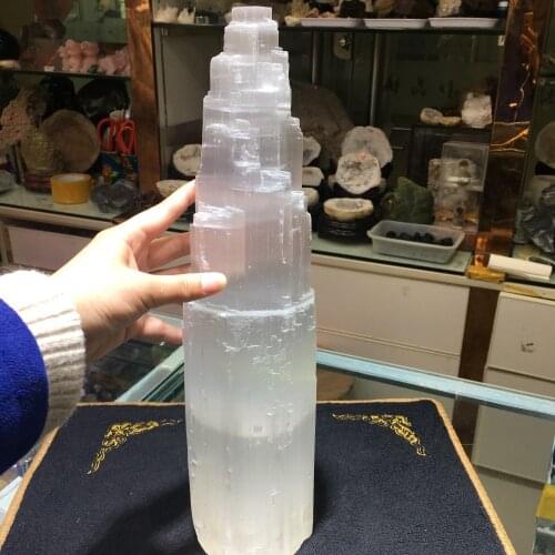 40cm SELENITE White Gypsum Skyscraper Castle Towers Gypsum Crystal Point 4.2-4.4kg