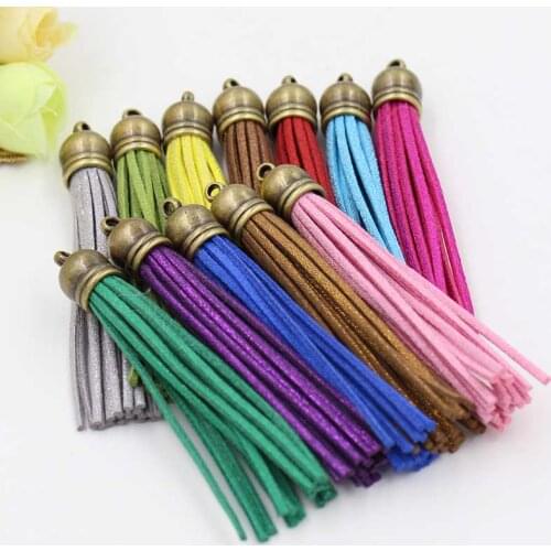 6 pcs/lot) 88mm Full Length Tassel with Brilliant powder Ornament, For Keychain Cellphone Straps Jewelry Charms
