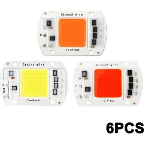 6 Pcs COB Chip 10W 20W 30W 50W LED Chip Lamp 220V 240V No Need Driver for Flood Light Spotlight Lampada DIY Lighting