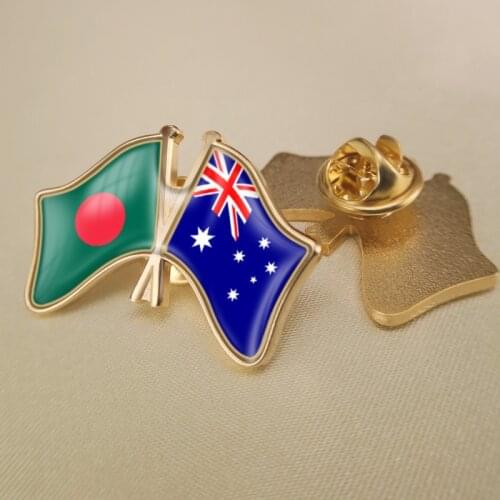 Bangladesh and Australia Crossed/Double/Friendship Flags Lapel Pins/Brooch/Badges