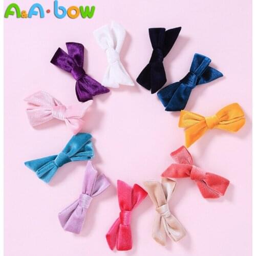 24pcs/lot Velvet Baby Hair Clips 8*4cm Sweet Girl Bow Hairpin Soft Nylon Candy Color Hair Clip Baby Hair Accessories