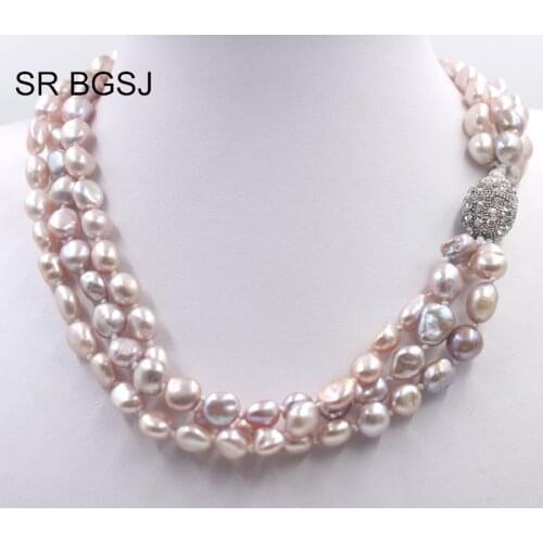 Free Shipping More Colors Woman Jewelry Nearly Reborn Baroque Pearl Beads Knot Necklace 8-10mm 18"