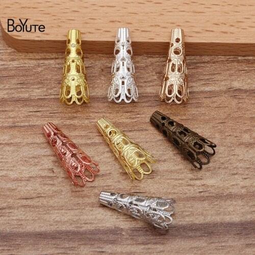 BoYuTe (100 Pieces/Lot) 9*22MM Metal Brass Filigree Tube Flower Bead Caps Diy Hand Made Jewelry Accessories Wholesale