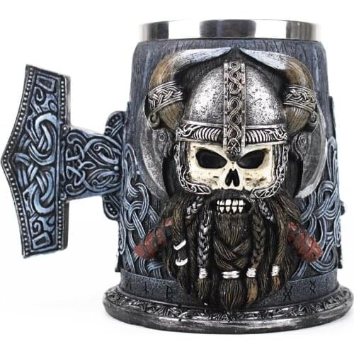 Danegeld Tankard Mug With Stainless Steel Insert Resin Skull Viking Coffee Beer Mugs Cup BEST Birthday Gift 600ml mugs cup
