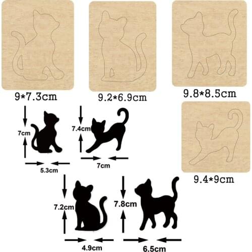 Wood Die Cutting Fashion Jewelry Mold Customized Cute Cat Key Ring Pendant Making Decor Supplies Dies Template 2020 New 4 Style
