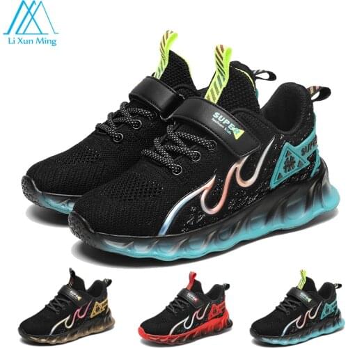 Childrens Breathable Velcro Flat Sneakers Student Cartoon Running Non-slip Casual Shoes Outdoor Comfortable Boys Sports Shoes