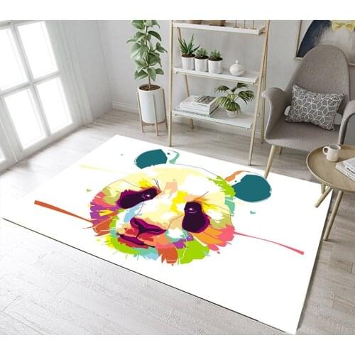 Home Childrens Room Floor Area Rug Bedroom Cushion Bathroom Carpets Office Indoor Non-Slip Mat Colored Drawing Cute Panda Head
