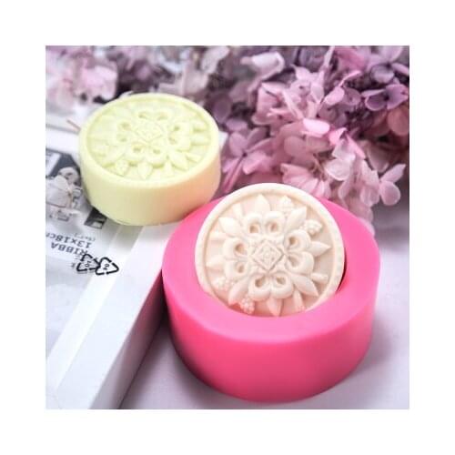 Pattern Mold Handmade Silicone Soap DIY Aroma Mould Soap Making Moulds Resin Clay Molds PRZY Round Moon Cake Flower Eco-friendly