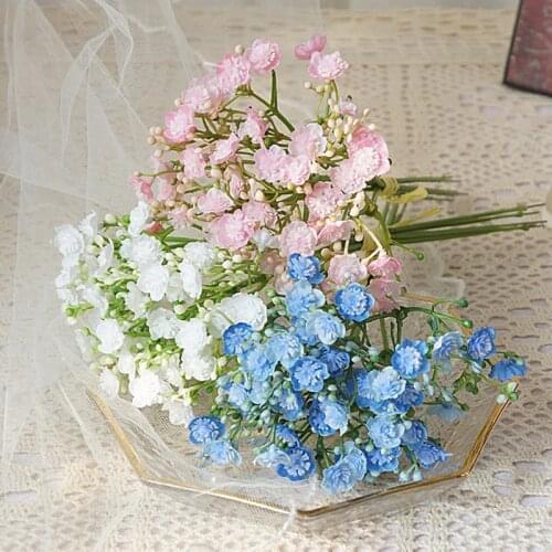 Handmade 40 heads/bundle babysbreath plastic artificial flowers home garden decoration fake plants flower arrangement supplies