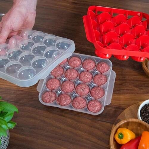 16 Grids Kitchen Plastic Meatball Mold Fish Melon Ball Making Self Stuffing Food Cooking Ball Machine Kitchen Tools Accessories