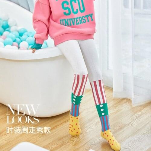 Girls' Leggings Color Matching Autumn And Winter Wear Combed Cotton Sports High Waist Stretch Baby Childrens Rompers