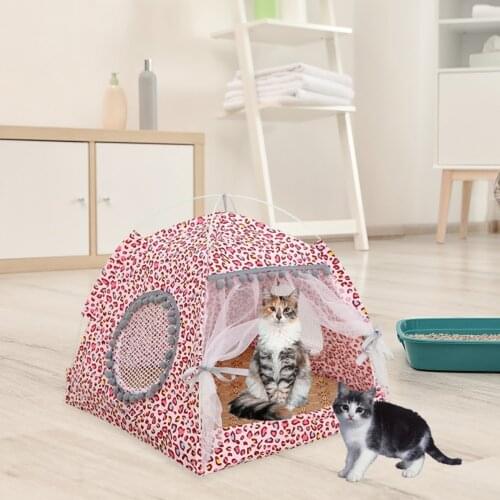 Dog Bed Cat Tent House Mat Puppy Kennel Cushion Pet Sleeping Pad Supply Portable Folding Pet Carrier Tent Dog Cage