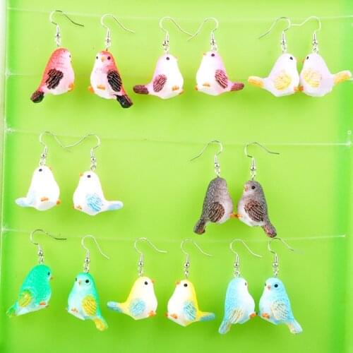 DIY fashion decoration resin 3D bird Magpie Sparrow earrings drop dangle earrings earing jewelry women boutique bijoux ornament