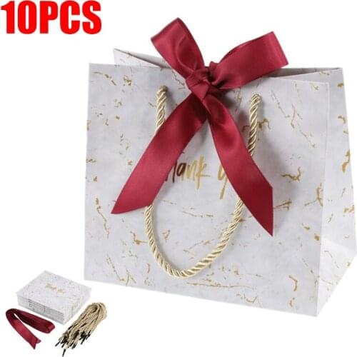 10PC Thank You Printed Marble Gift Bags Packaging Storage Bags Boxes for Wedding Baby Shower Party Favors Bags Wrapping Supplies