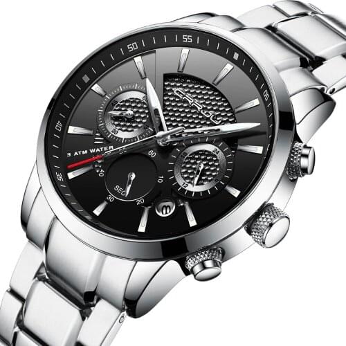 Mens Watches Crrju Top Brand Luxury Chronograph Quartz Watch Men Analog Date Casual Military Sport Wrist Watch Relogio Masculino