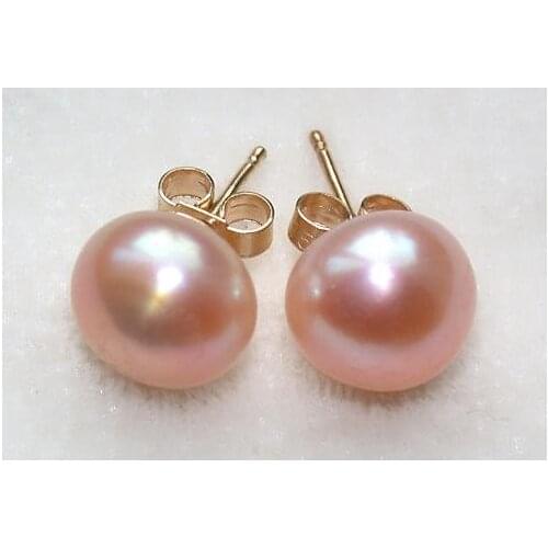 New Arrival Favorite Pearl Store 11mm AAA Quality Peach Freshwater Pearl Gold S925 Silver Earrings Birthday Party Lady Gift
