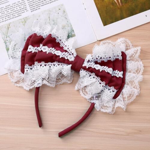 Maid Cosplay Hairhoop Lace Big Bowknot Barrette Hair band Headwear Gothic Headpiece Maid Japanese Style Anime Hair Accessories
