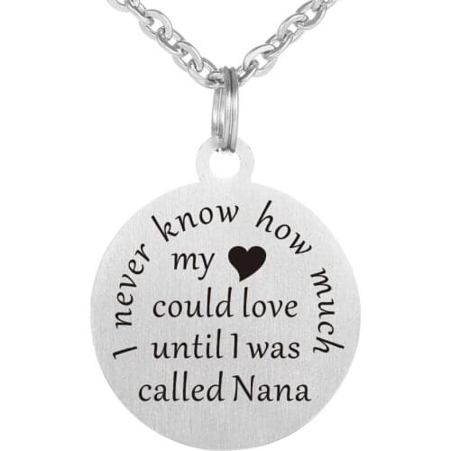 Stainless Steel I was called Nana Heart Engraved Letter Pendant Necklace Special Family Gift for Grandma Mothers Festival